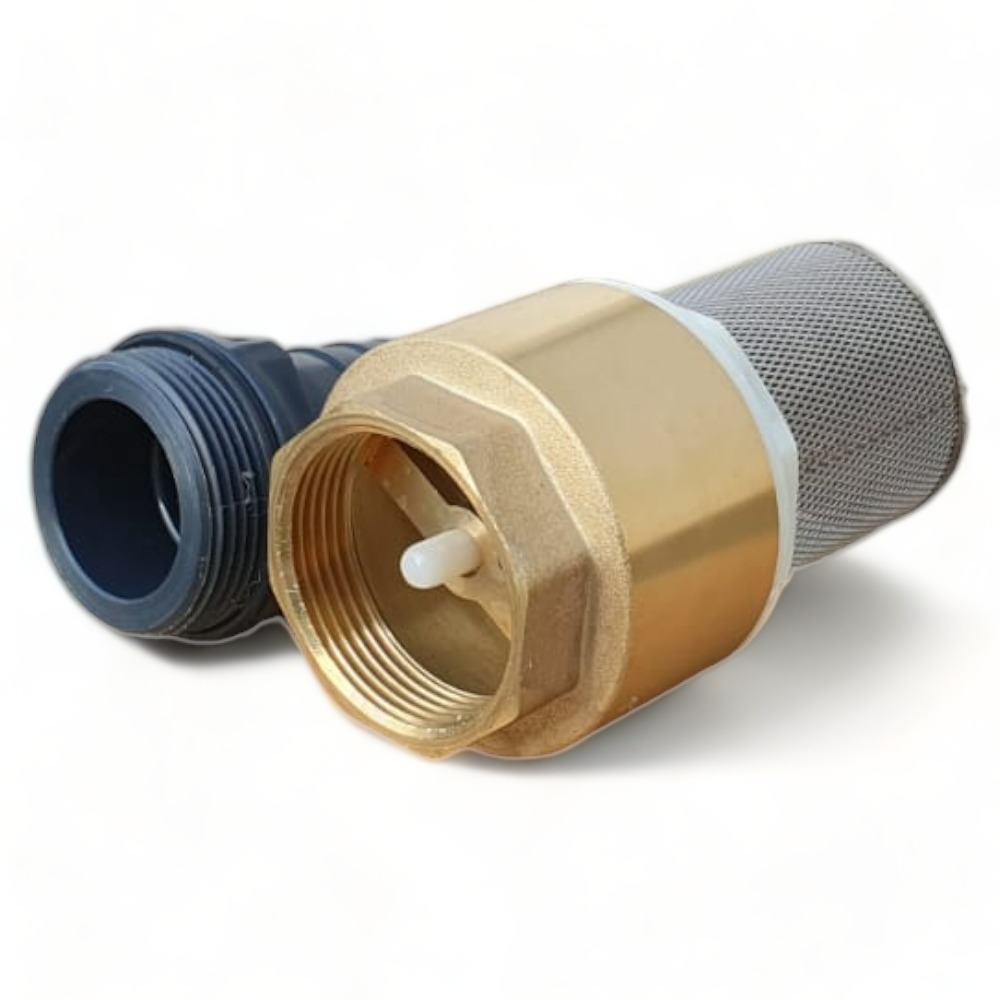 Clapet anti retour en laiton avec crépine et manchette, pour pompe - 1,5 pouces (40 mm)