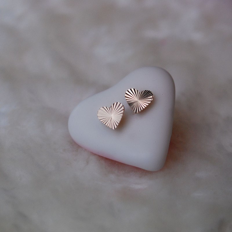Boucles d'oreilles puces plaqué or ou argent COEUR - Lorenzo R