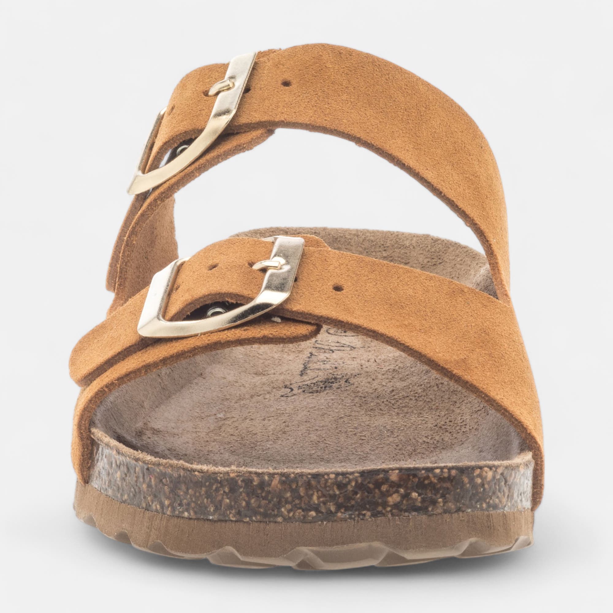 Mules semelle liège Femme en cuir cognac