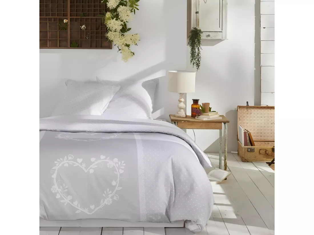 Housse de couette imprimée + 2 quadrants assortis, 100% coton. M/HeartAcero.01 220x240cm