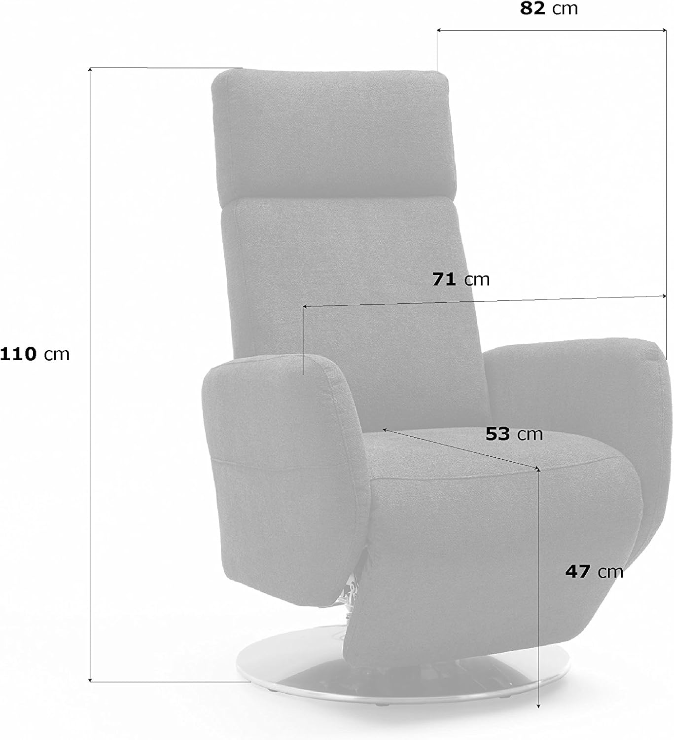Cavadore TV-Sessel Cobra, Fernsehsessel mit 2 E-Motoren und Akku, Relaxfunktion, Liegefunktion, Ergonomie M, 71 x 110 x 82, Belastbar bis 130 kg, grau