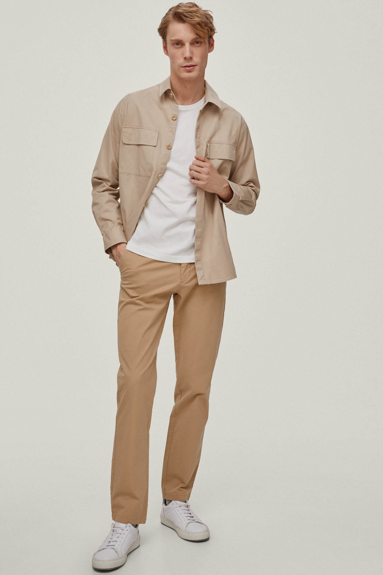 Calças chino Premium Flex Lightweight Regular - Bege