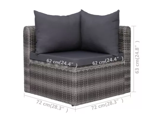 Canapés d'angle de jardin 2 pcs Gris Résine tressée