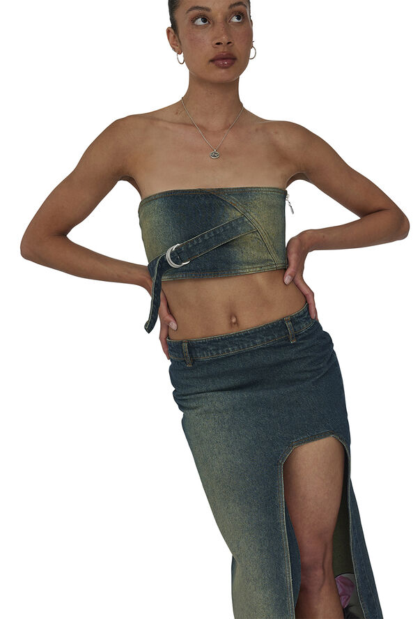 Cannari Concept Curved Slit Skirt Peridot blue