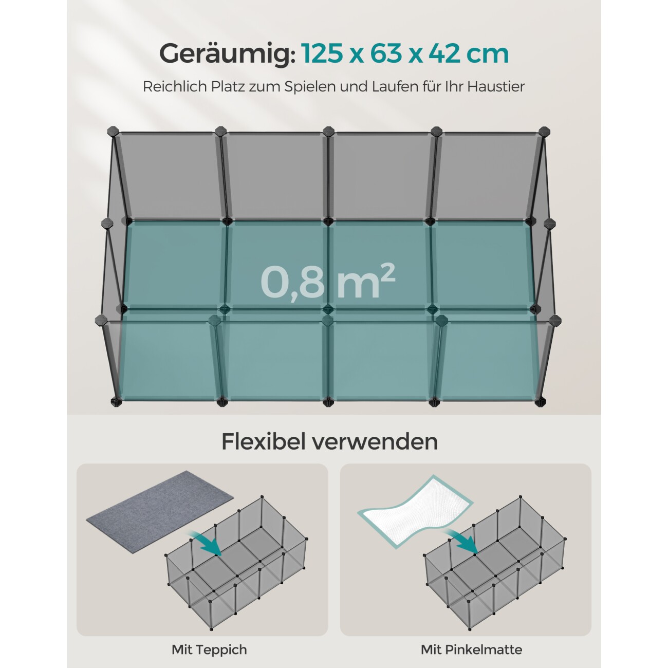 SONGMICS 2er set L-XL Freigehege mit Bodenplatten