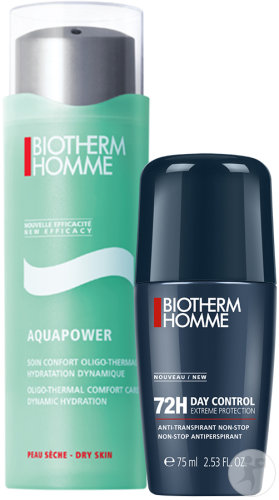 Biotherm Homme Routine Aquapower Peau Sèche Soin Oligo-Thermal 75ml + Day Control 75ml