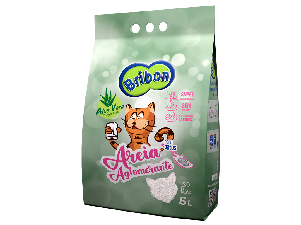 AREIA PARA GATO BRIBON AGLOMERANTE ALOÉ 5L