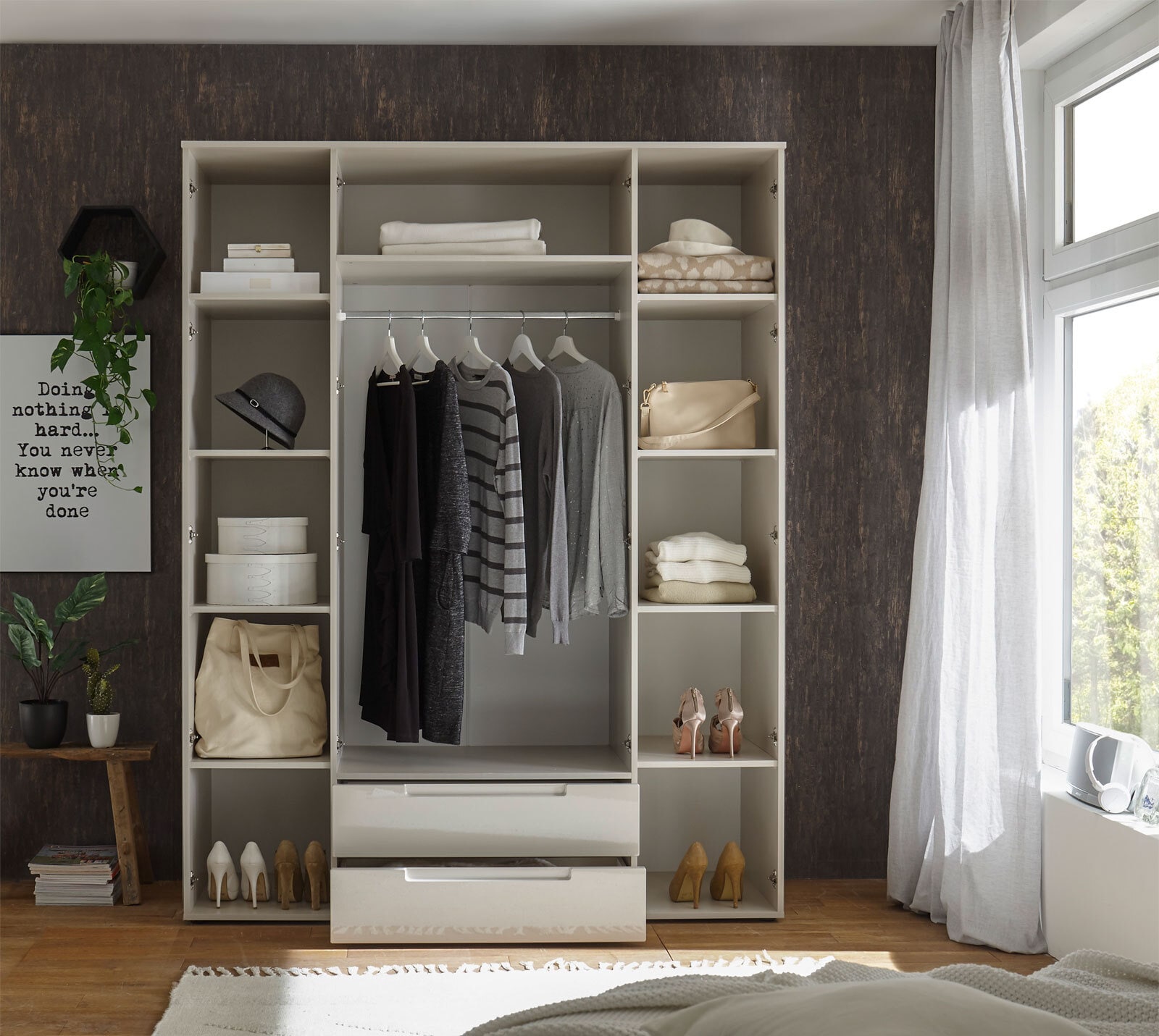 self Kleiderschrank JENNA 4-türig champager