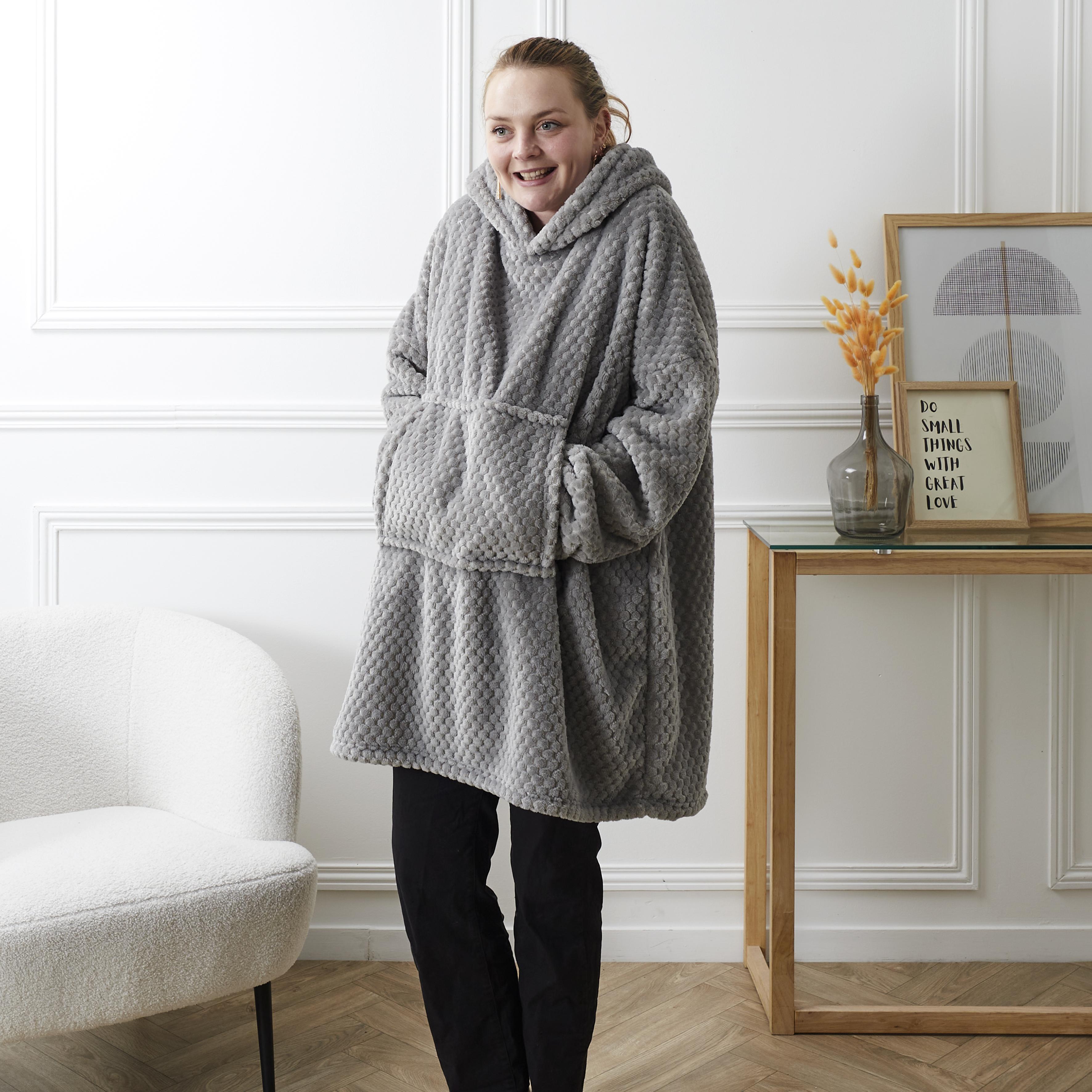 SWEAT PLAID VELOURS NID ABEILLE GRIS CLAIR
