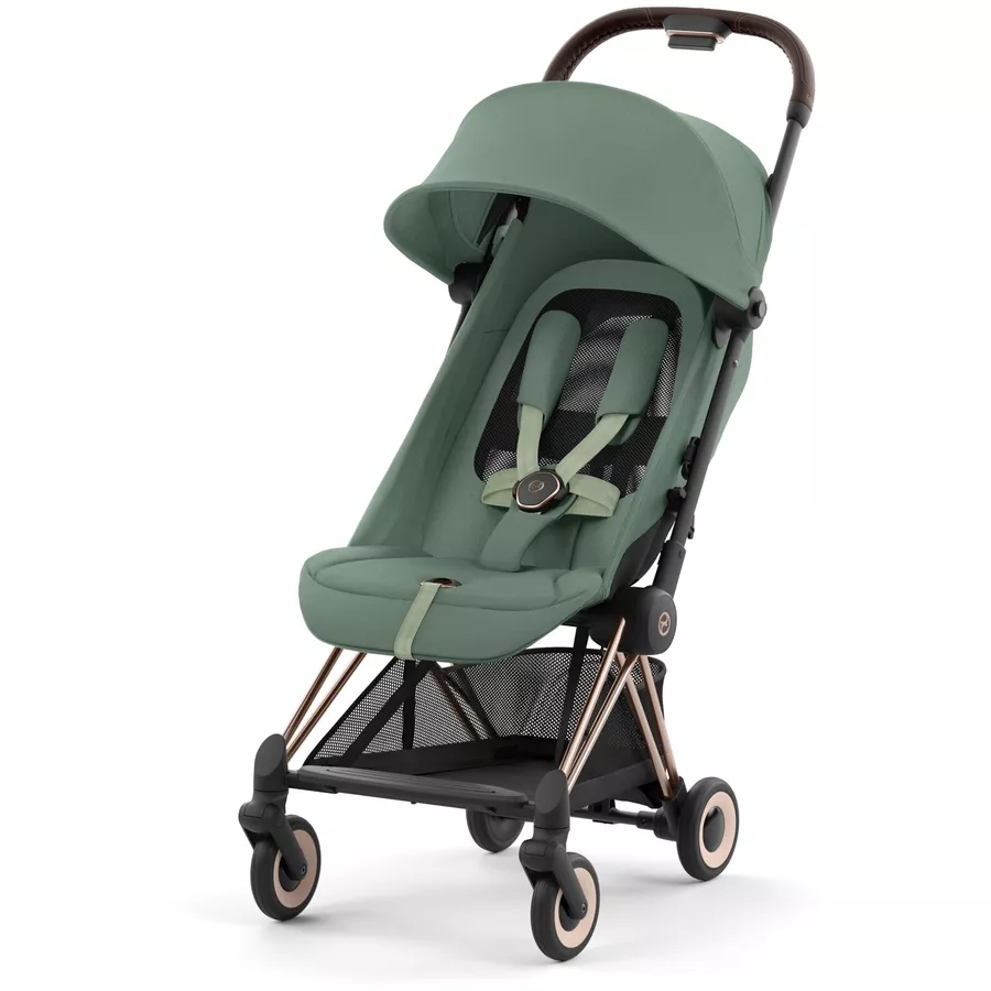 cybex PLATINUM Buggy Coya Rosegold Leaf Green inklusive Babyschale Cloud T I-Size Sepia Black und Adapter