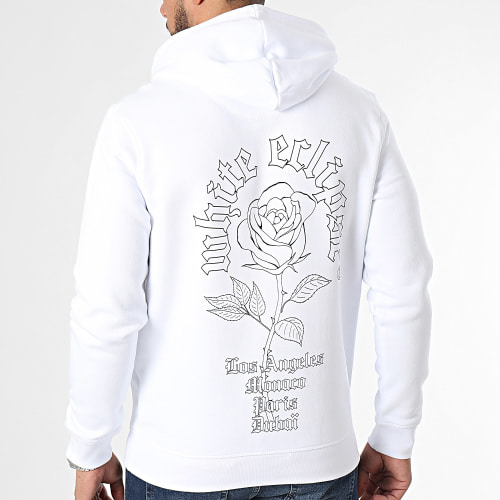 Sweat Capuche White Eclipse Barbed Outline Blanc Noir