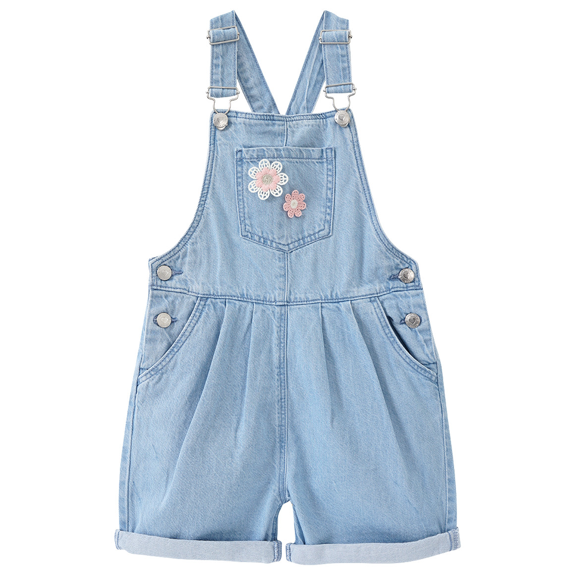 Topolino Mädchen Latzshorts mit Blümchen-Stickerei hellblau