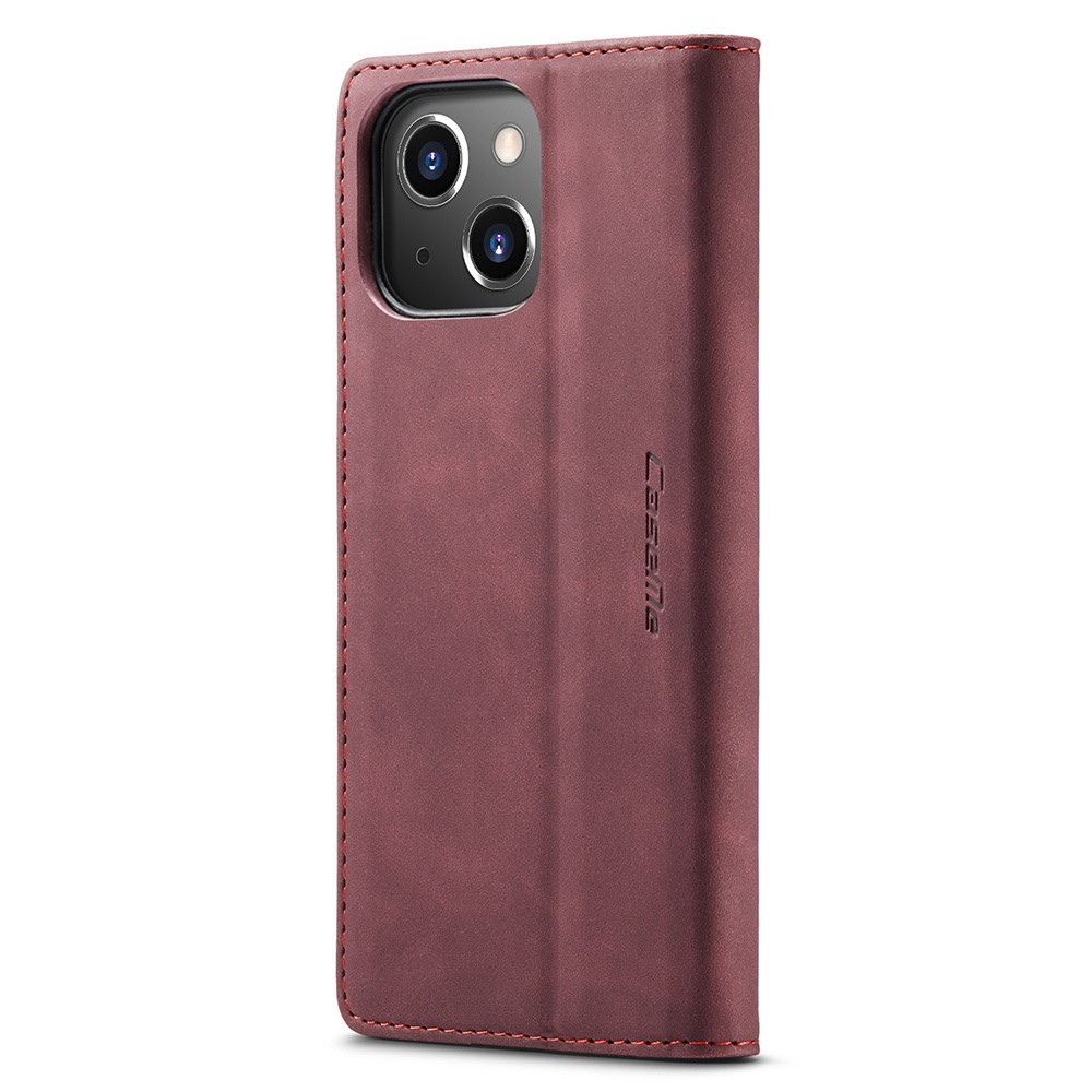 iPhone 15 Leder Tasche Flip Wallet Etui mit Kartenfächern - Rot