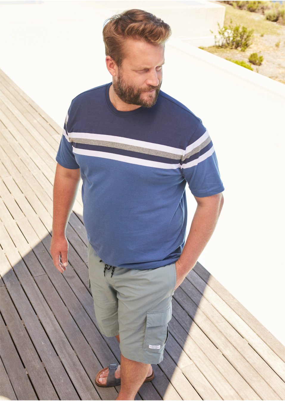 Bermuda cargo confort pour le ventre avec taille extensible, Regular Fit
