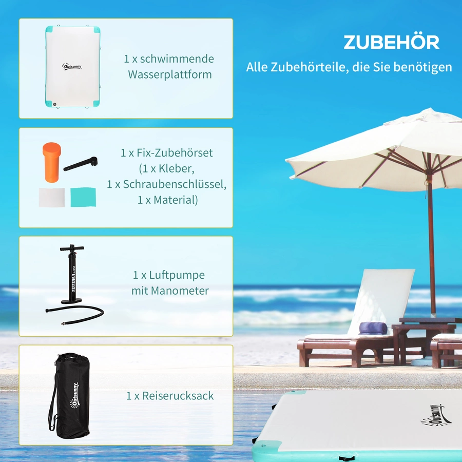 Outsunny Badeinsel mit Aufblasfunktion weiß