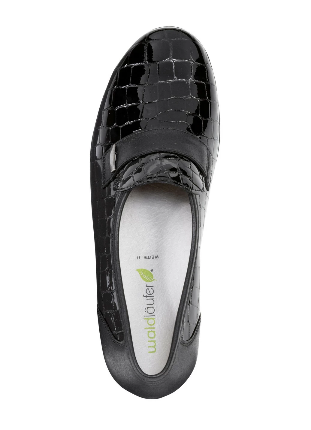 Waldläufer Slipper aus krokogeprägtem Lackleder und Nappaleder