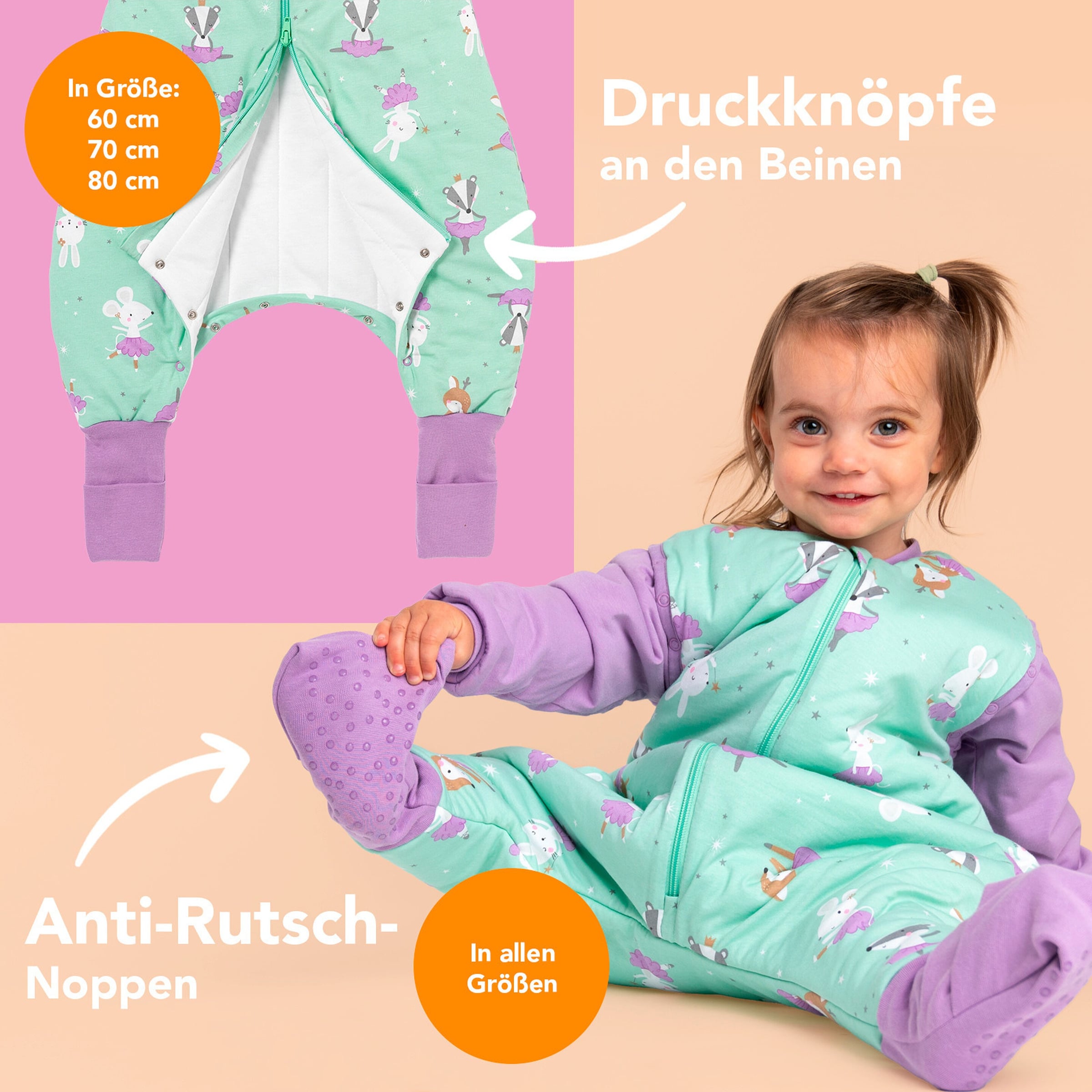 schlummersack Schlafsack mit Füßen 3.5 Tog Ballerina