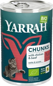 YARRAH Bio Katzenfutter Bröckchen Huhn Rind Dose, 405 g