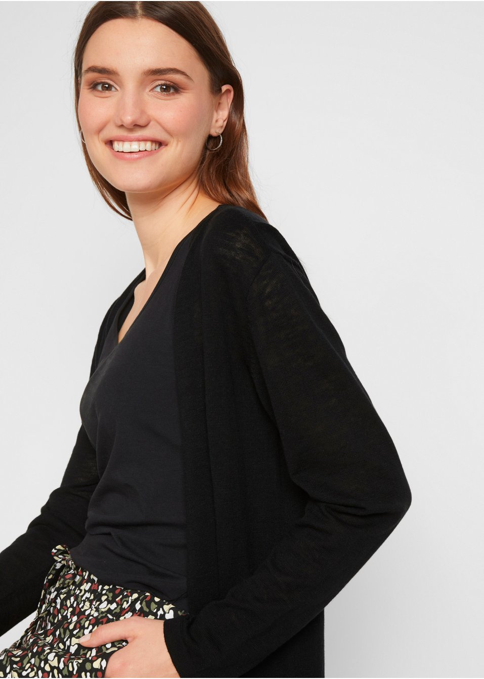 Gilet long en maille, ouvert