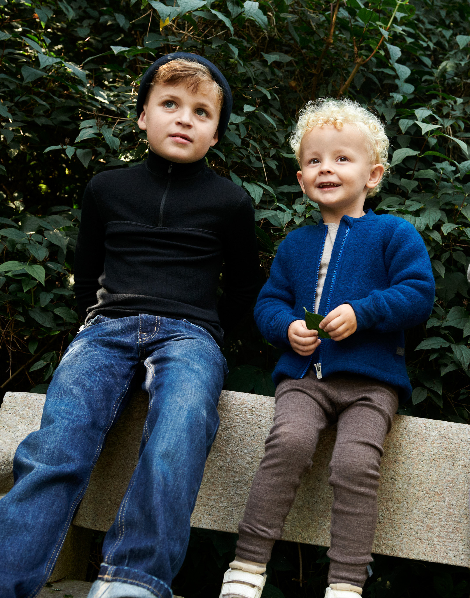 Shirt met halve rits van merinowol voor kinderen