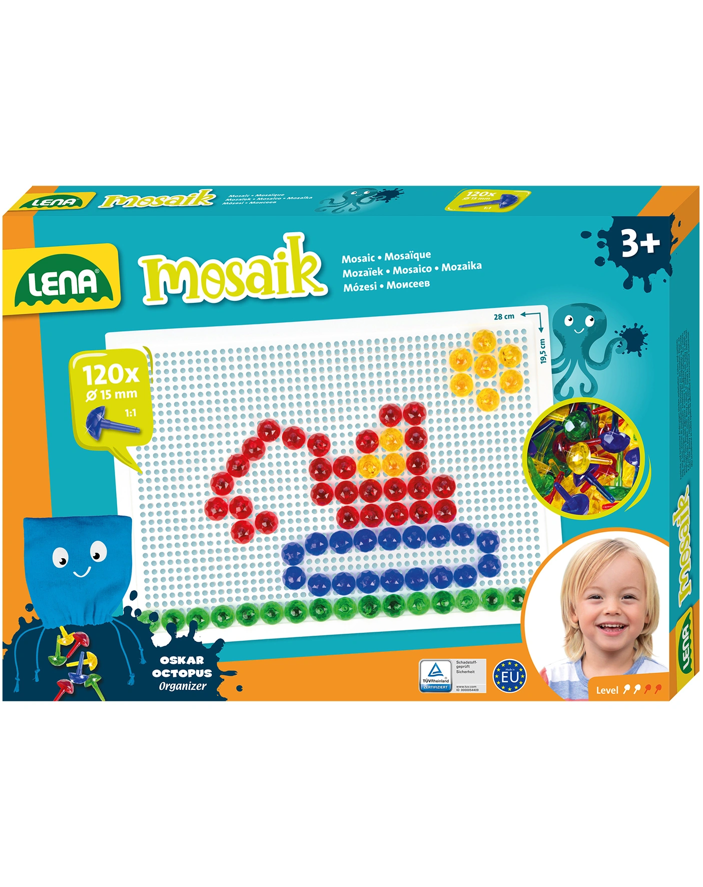 Steckmosaik-Set TRANSPARENT 120-teilig in bunt