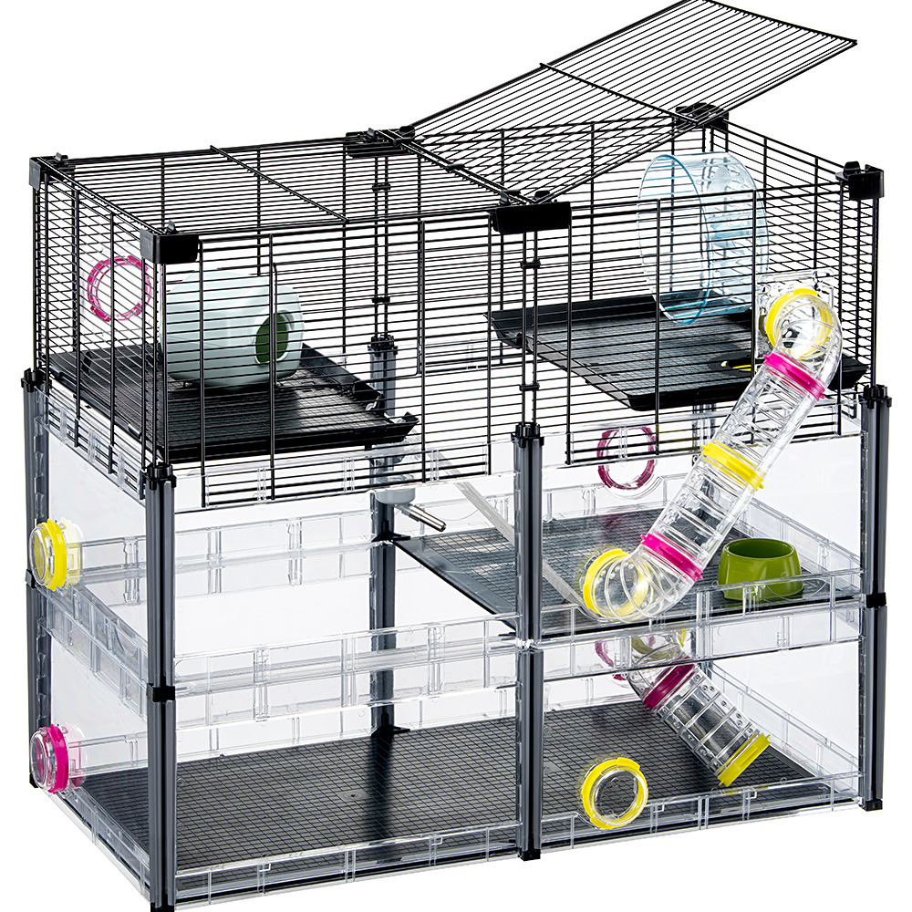 Ferplast - cage hamster - cage souris - cage hamster grande - grillage métallique - avec accessoires - modulaire - multipla