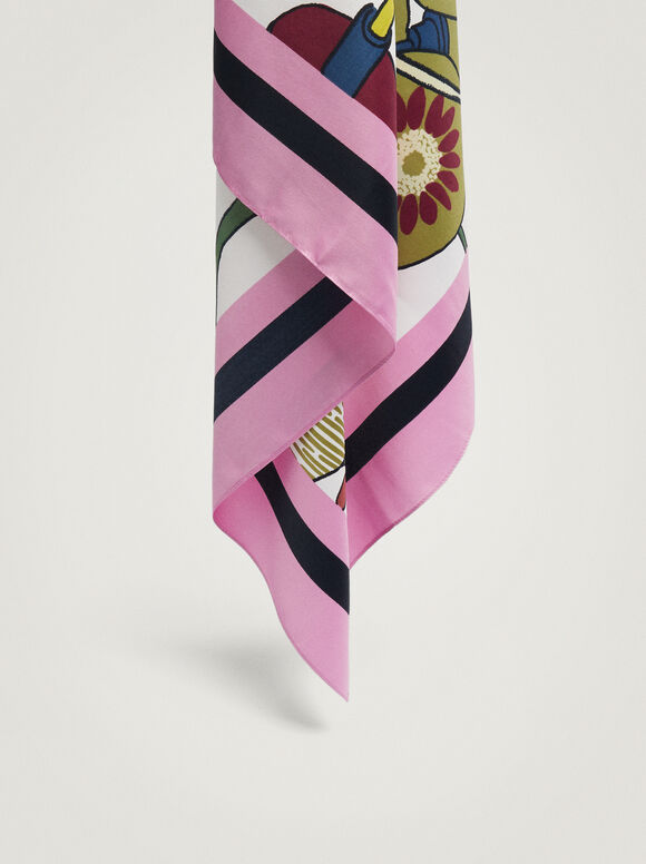 Lenço quadrado estampado - Rosa
