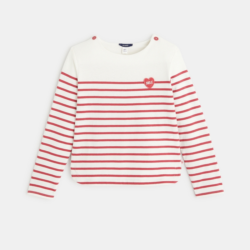T-shirt marinière à personnaliser d'un cœur rose fille