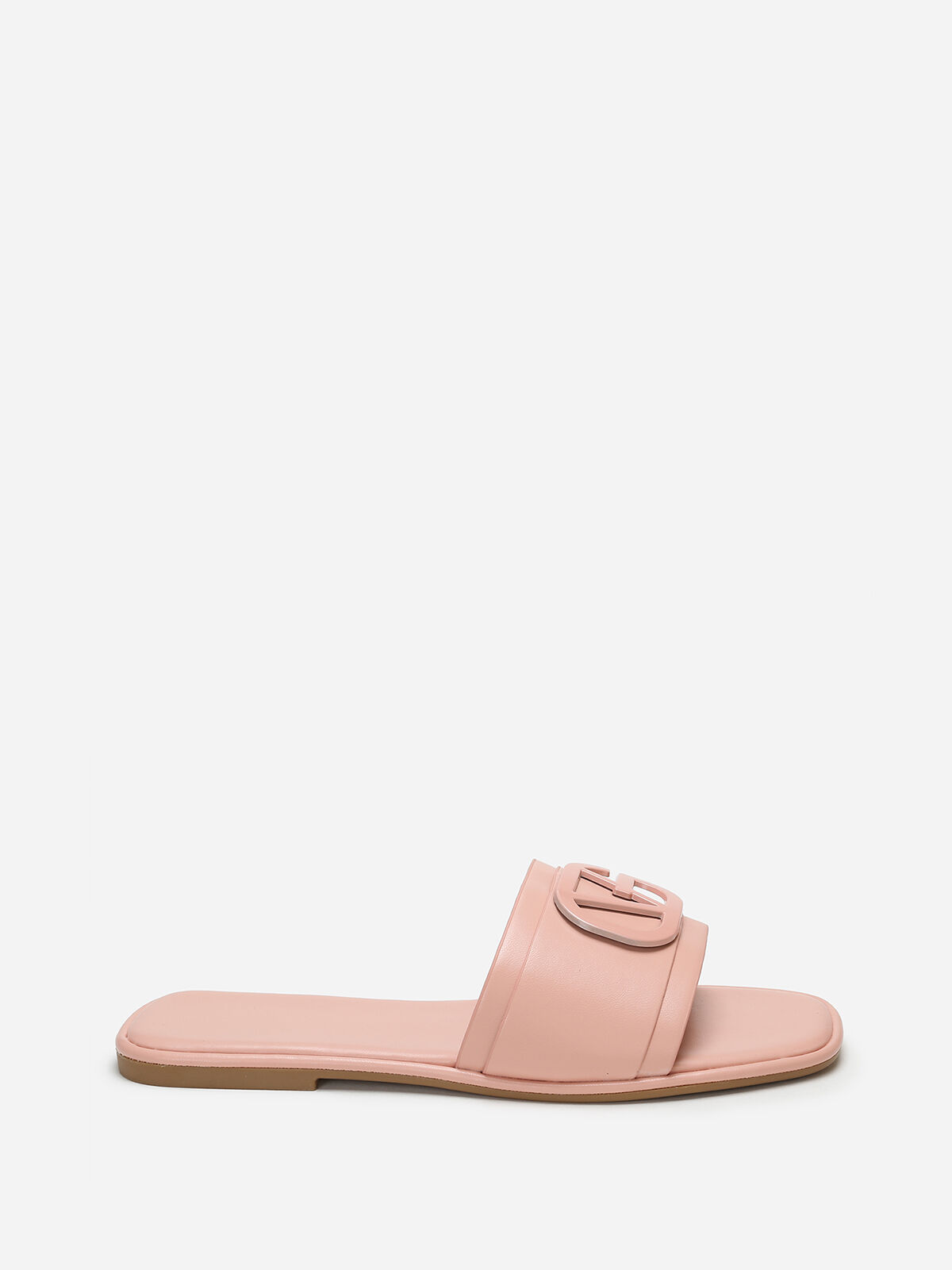 Mules carrées à boucle métallique- Rose
