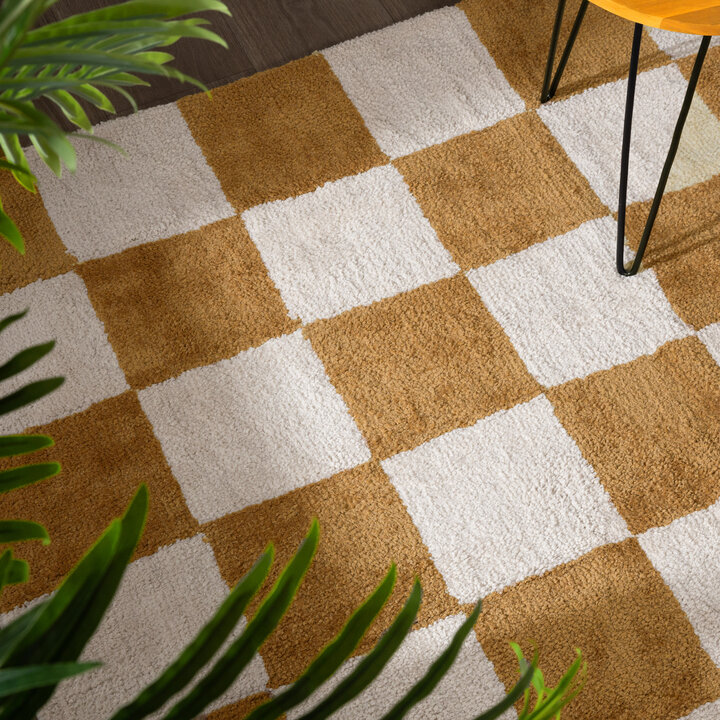 Checkerboard vloerkleed - Blox Okergeel