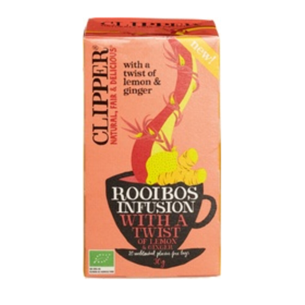 3x Clipper Thee Rooibos Twist Ginger Lemon20 stuks