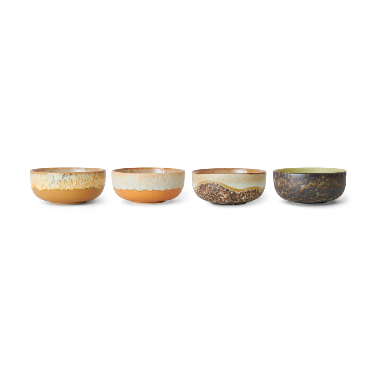 HKliving 70's Ceramic tapas kom set van 4 Drift