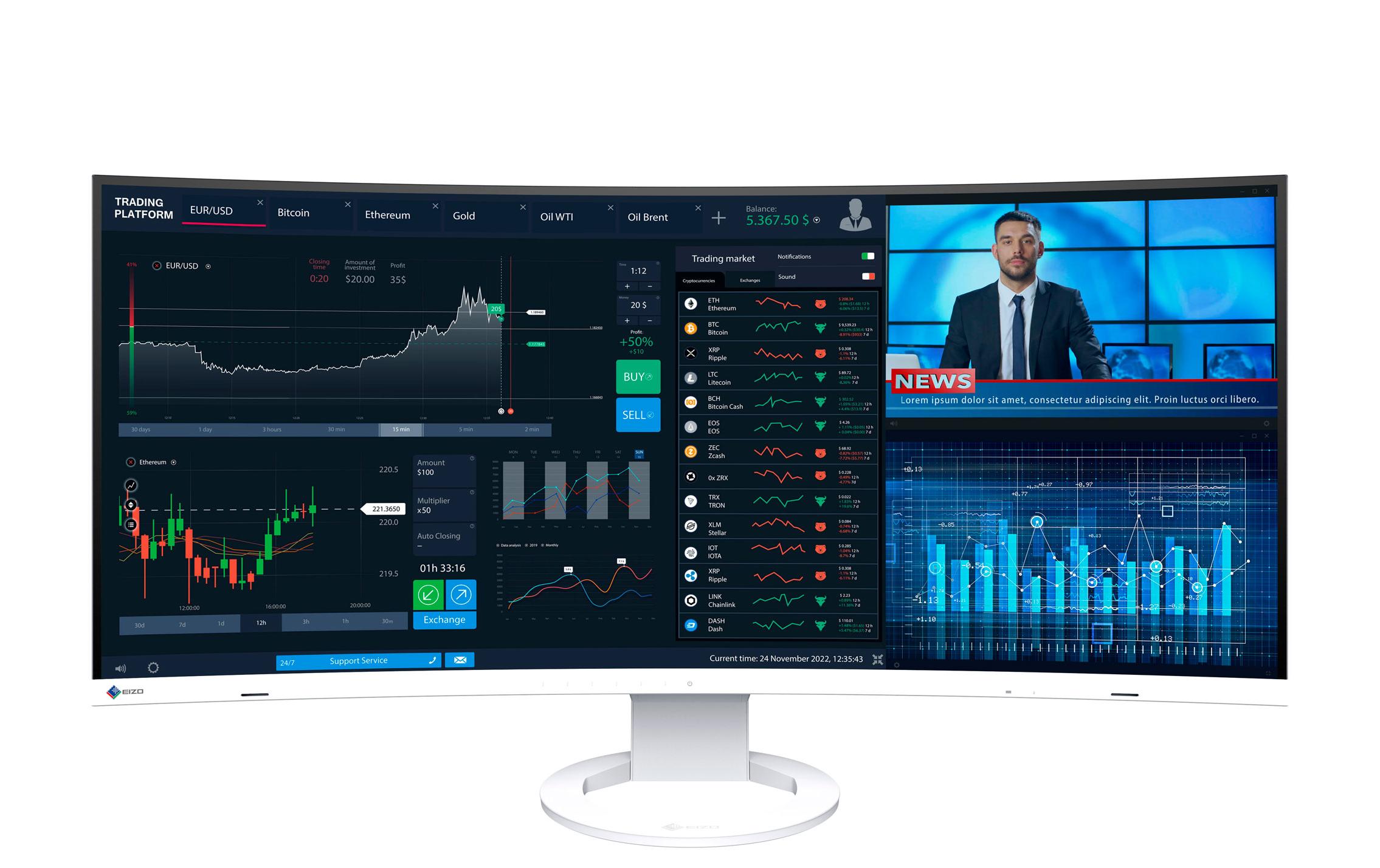 Monitor EV3895 Swiss Edition Weiss<br>37.5-Zoll Curved-Monitor mit IPS-Panel und vielen Anschlussmöglichkeiten