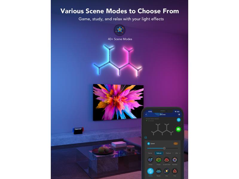 Govee Panelleuchte Y-Leuchten Glide, 7 Stück, RGBIC, Wi-Fi LED Lichtpaneele