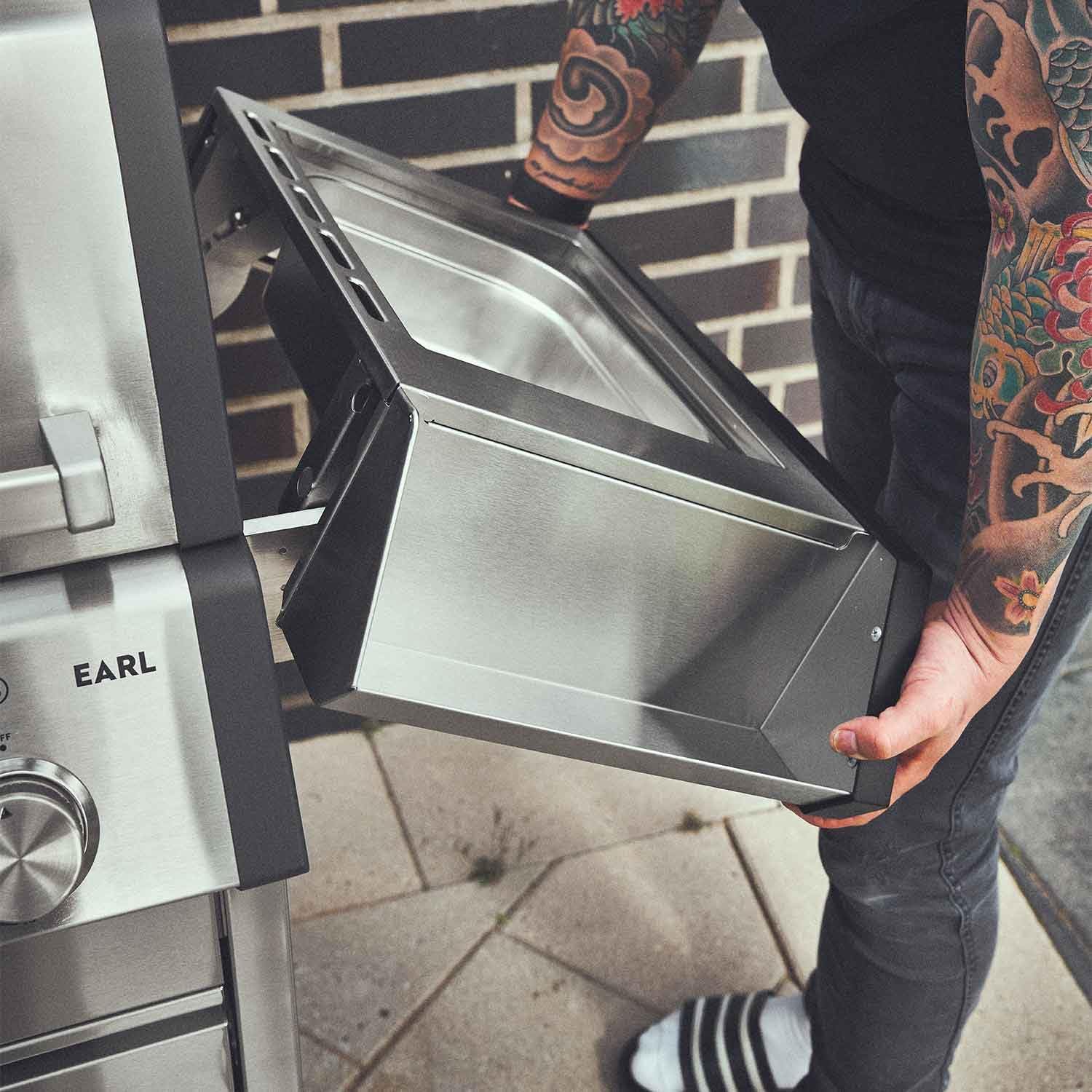BURNHARD® 4-Brenner Gasgrill Edelstahl inkl. Heckbrenner, mit Edelstahl Grillrost & inkl. Abdeckhaube, Seitenkochfeld mit Infrarot Keramikbrenner - Big EARL
