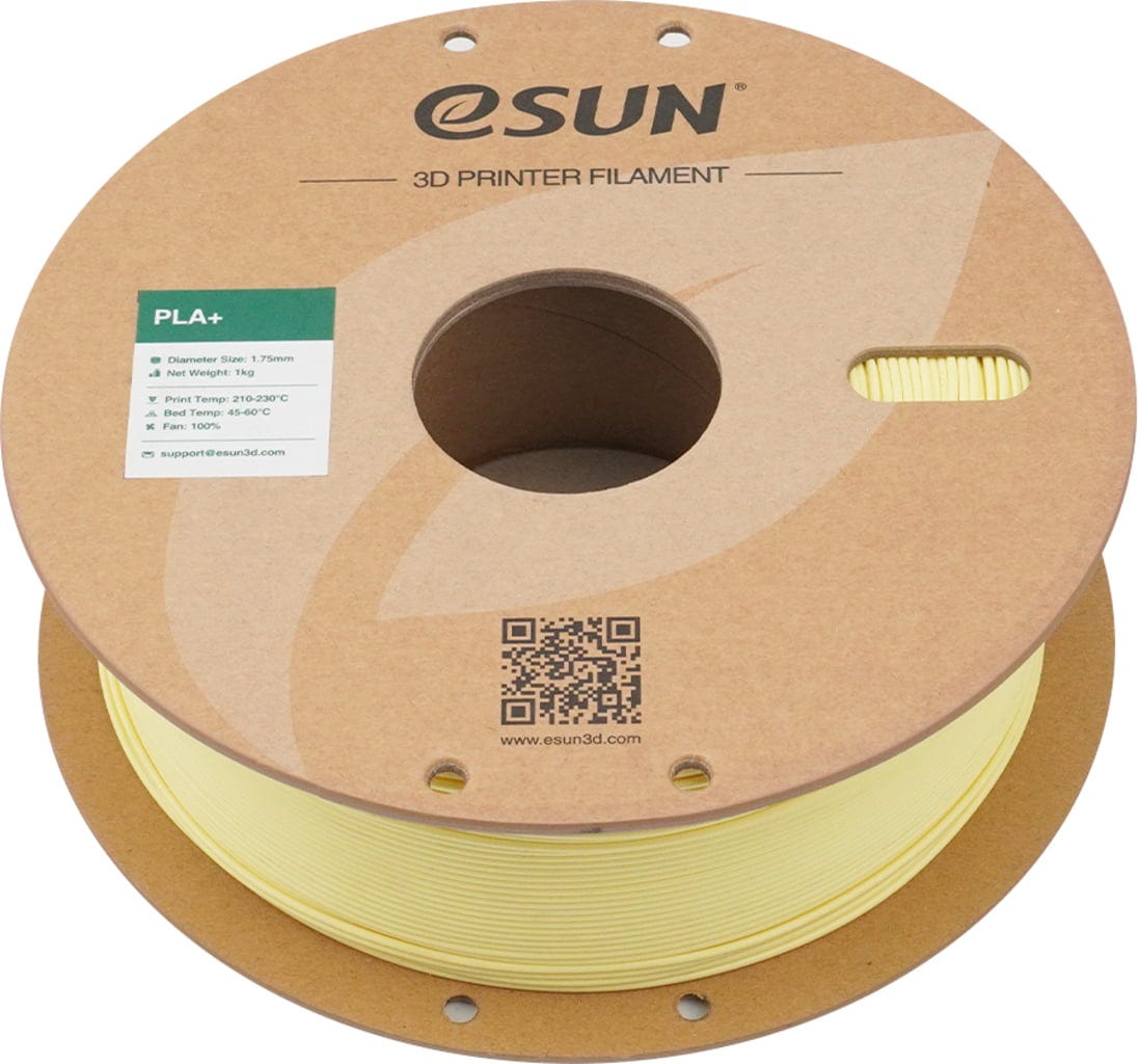 eSUN  PLA+ Almond Yellow, 1,75 mm / 1000 g    PLA-Filament mit verbesserten physikalischen Eigenschaften in Almond Yellow