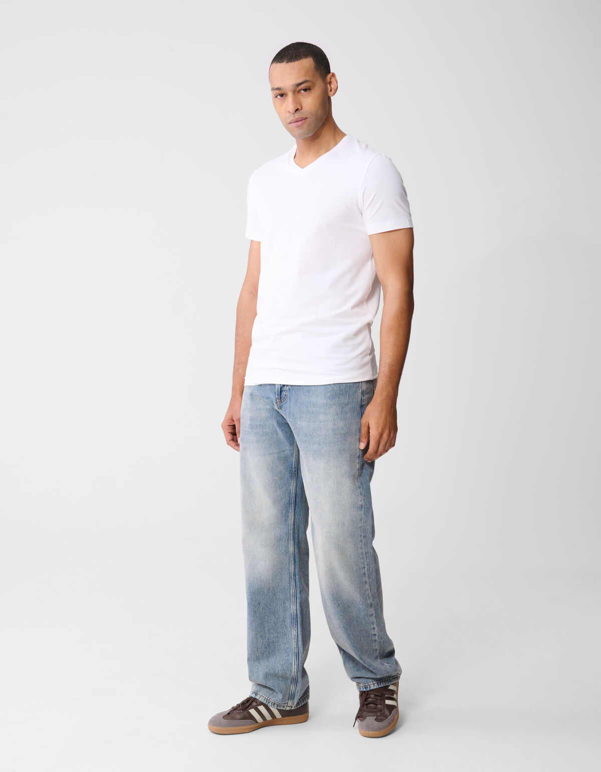 Basis V-hals T-shirt Wit