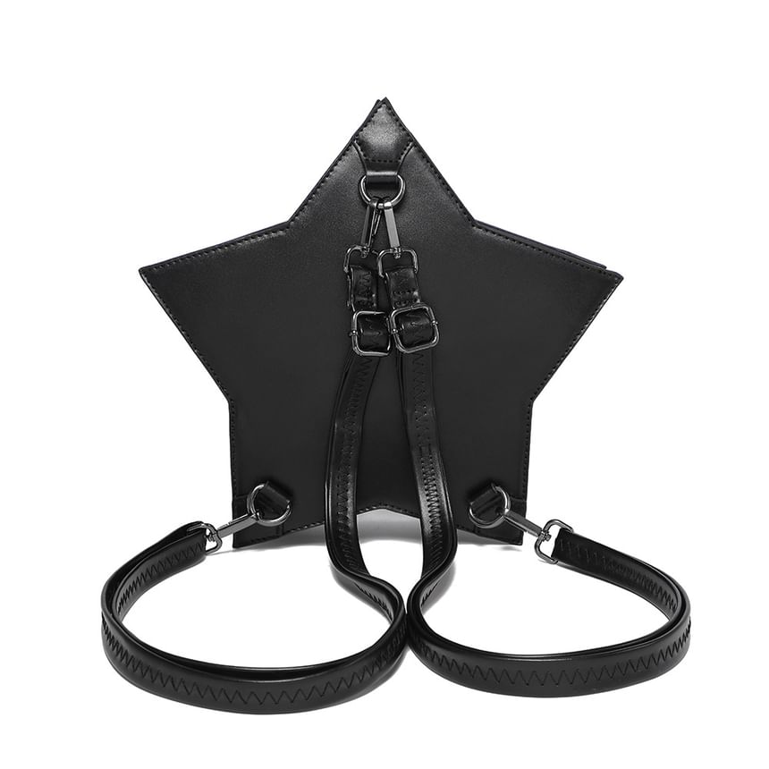 Malnia Home - Rugzak / Crossbodytas van imitatieleer met stervormige ketting en reliëf en studs