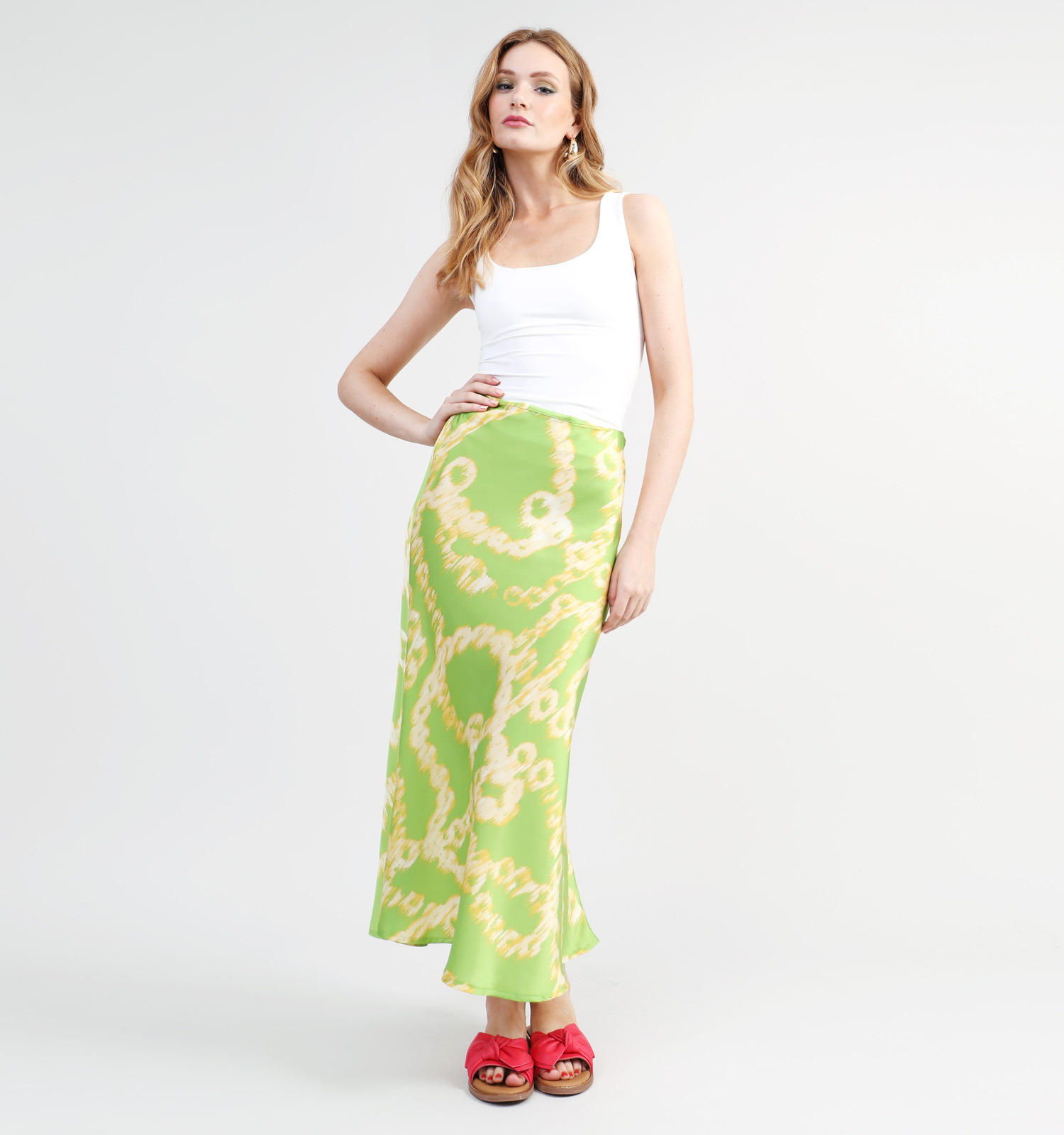 Midi rok groen