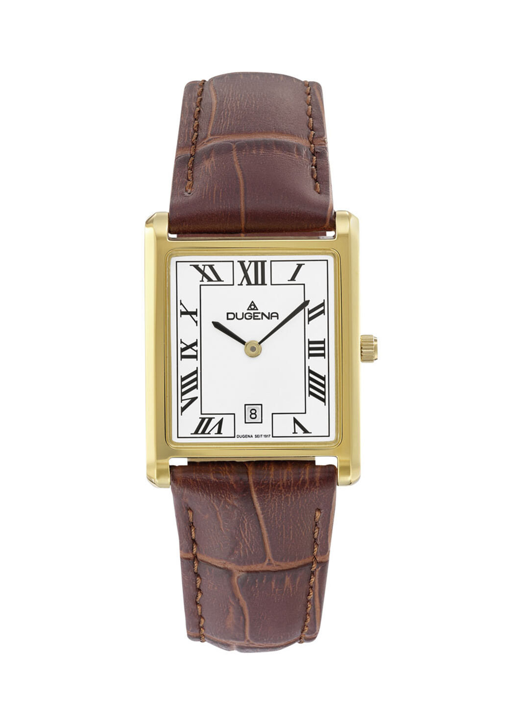 Dugena-Quartz-Herrenuhr mit Edelstahlgehäuse und Lederband