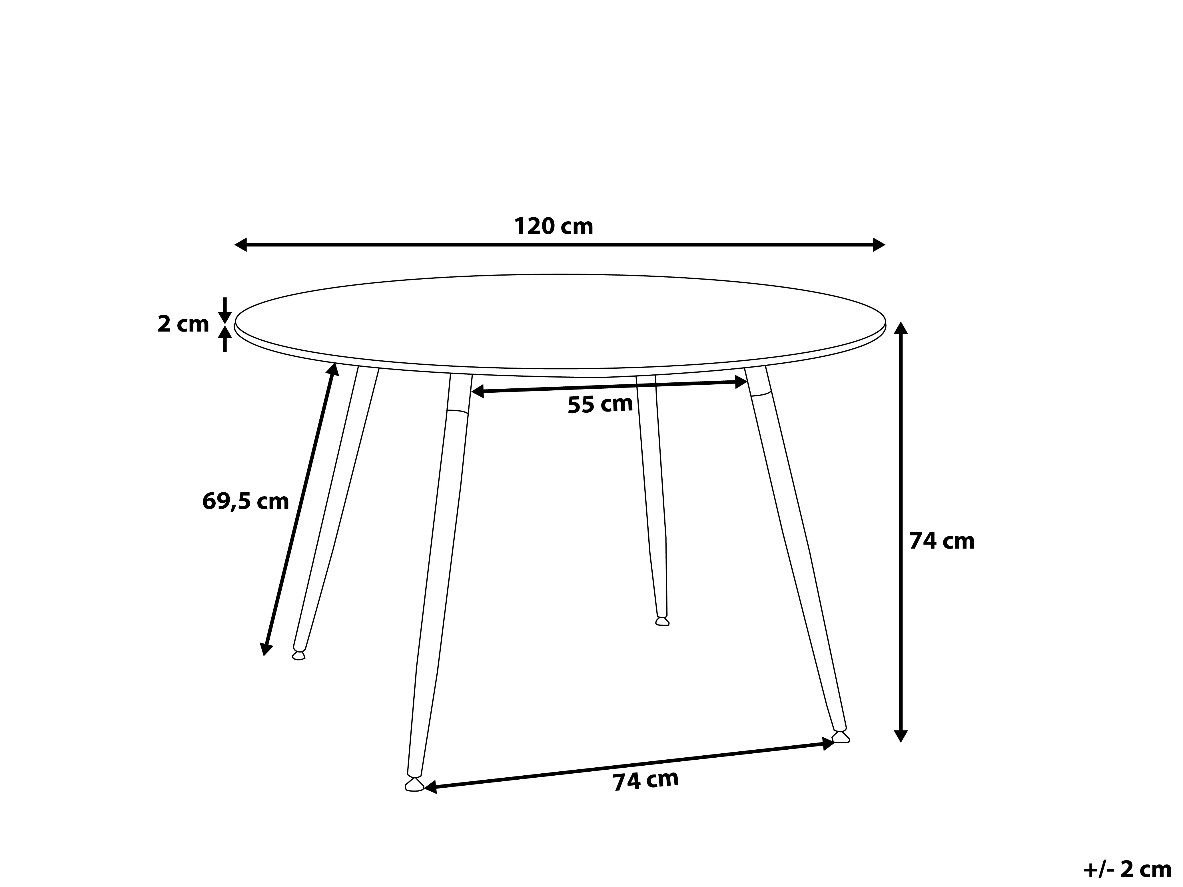 Eettafel BOVIO Zwart 120 cm 120 cm