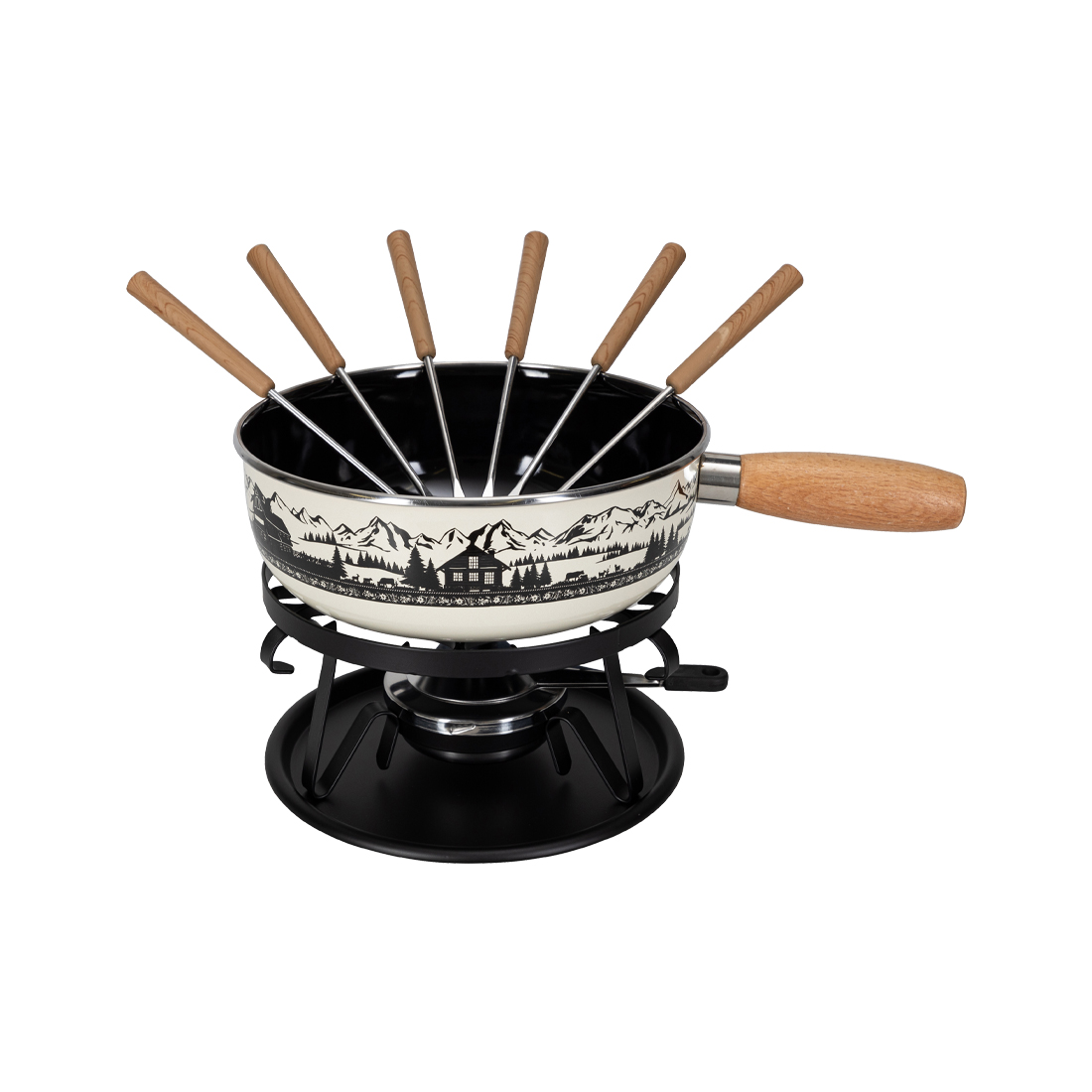 Nouvel 9-teiliges Käsefondue-Set «Alpage» Emaille ivory Ø 22cm