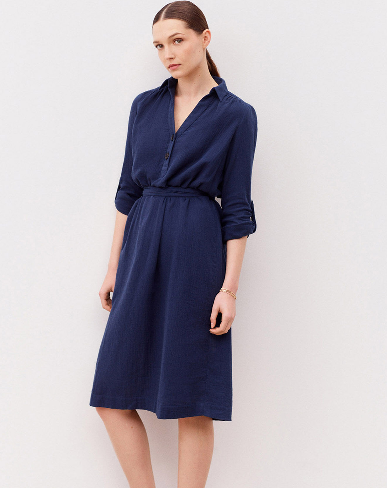 Caroll Robe en Gaze de Coton Betina indigo
