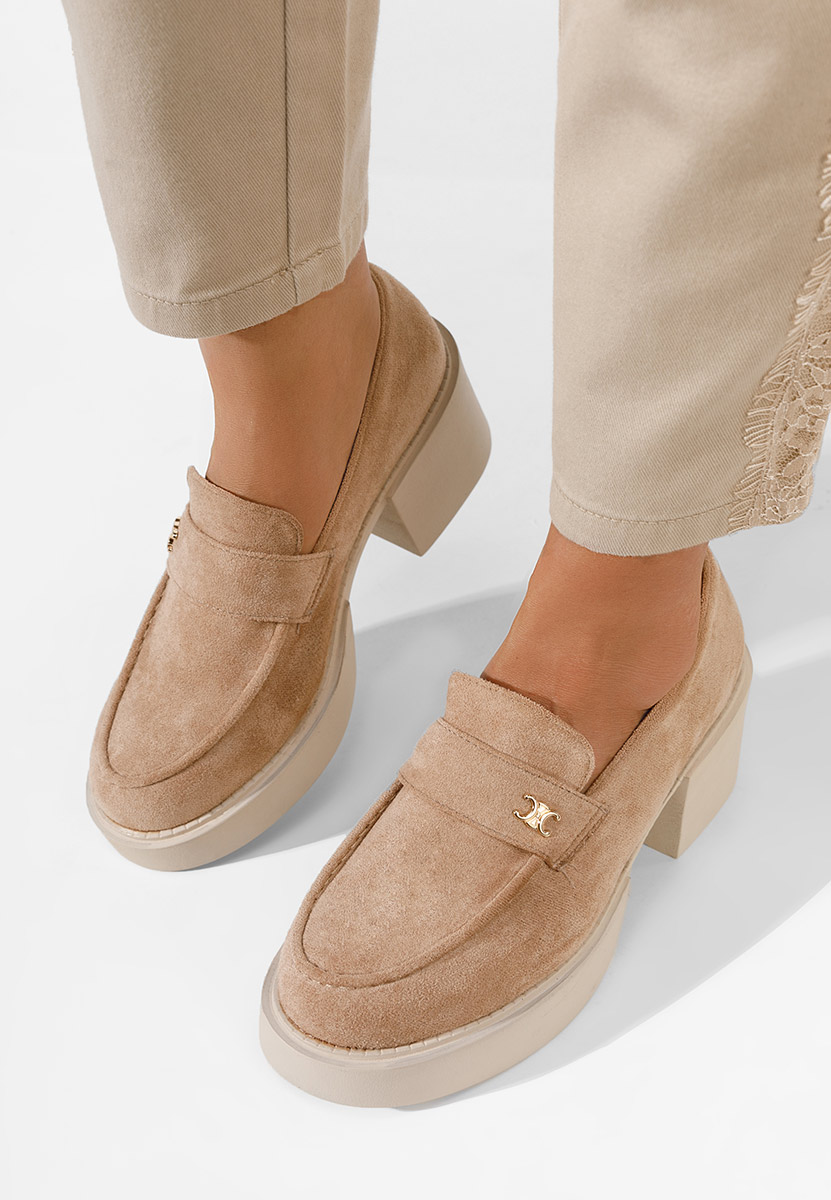 Mocassins à talon kaki Kerena