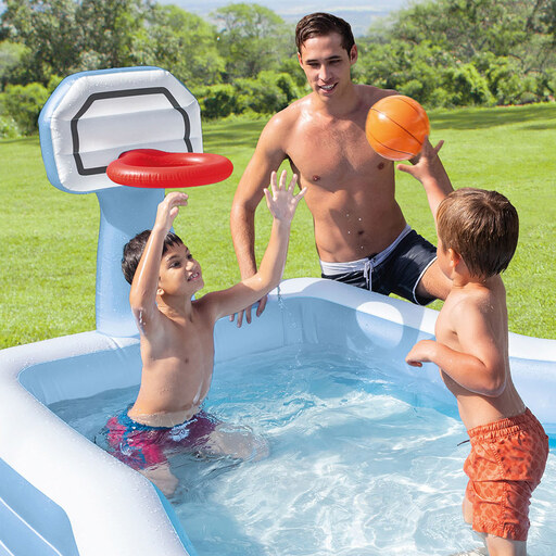 Piscina inflável de 3 tubos, 188x130 cm (capacidade de 682 litros), com cesta e bola.