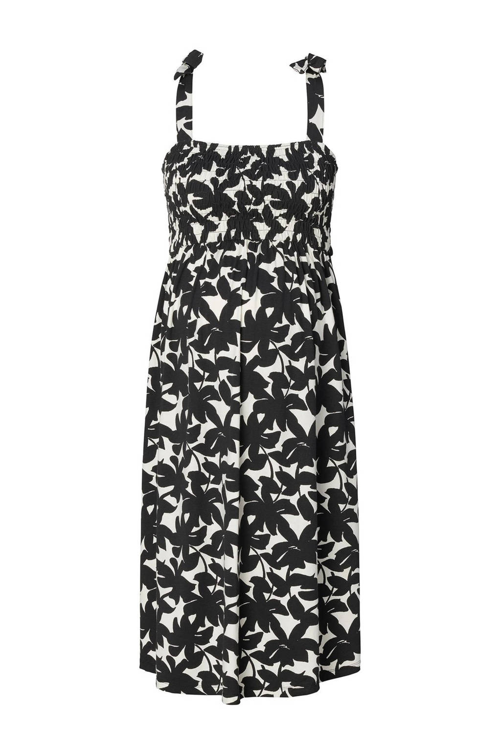Noppies gebloemde maxi jurk zwart/wit