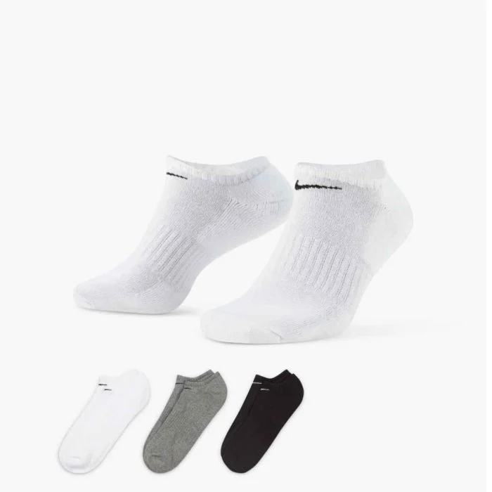 Nike Unisex Strømper Everyday Cushioned No-Show Socks 3-Pack Hvid