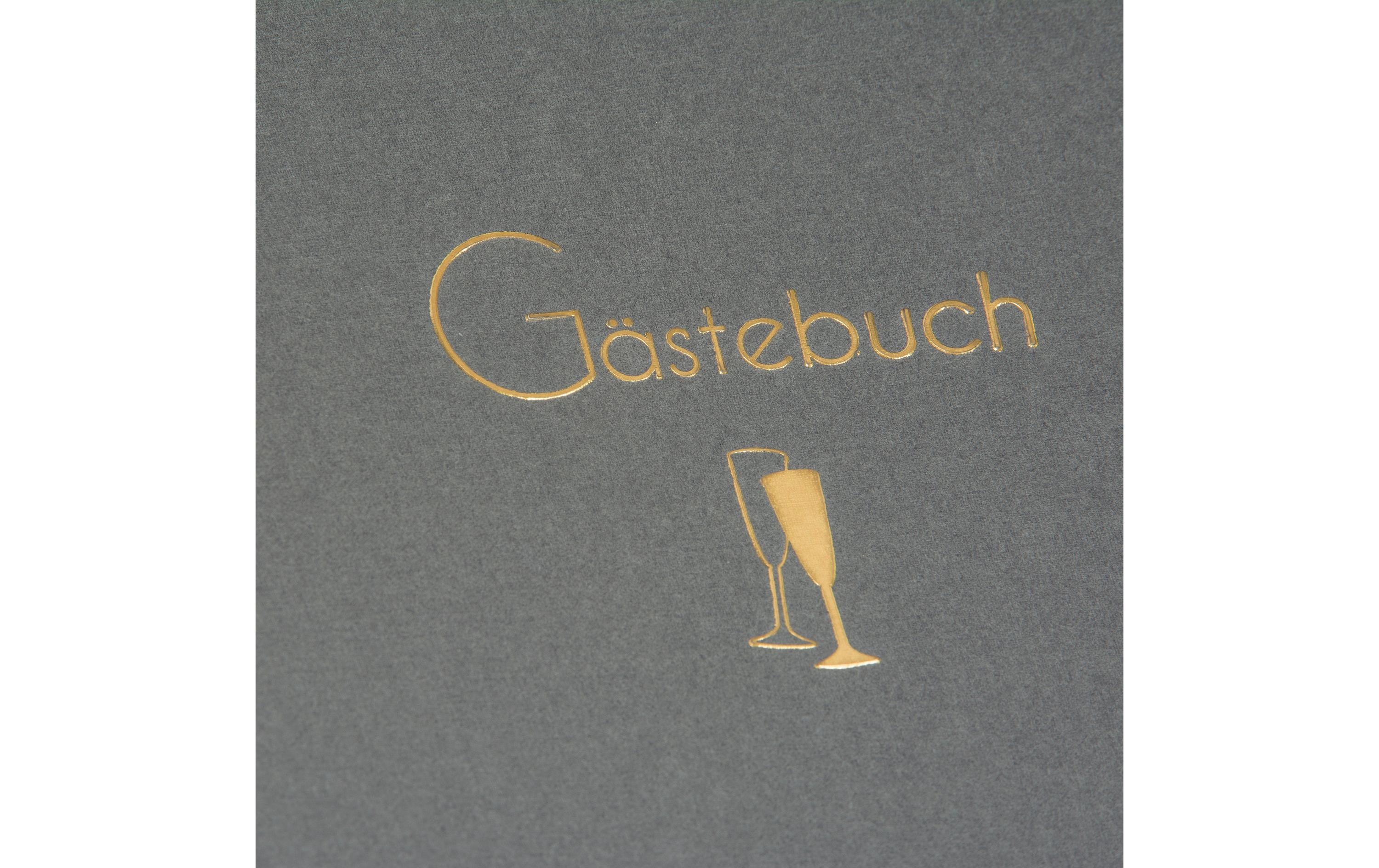 Gästebuch Cheers 23 x 25 cm, 176 Seiten, GrauGästebuch mit Weissprägung und Lesezeichen
