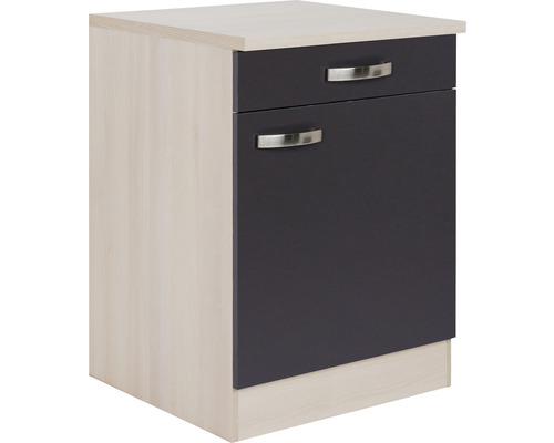 Optifit onderkast met lade en draaideur Porto220 BxDxH 60x60x84,8 cm antraciet mat gedemonteerd scharnier omkeerbaar (links of rechts te monteren)