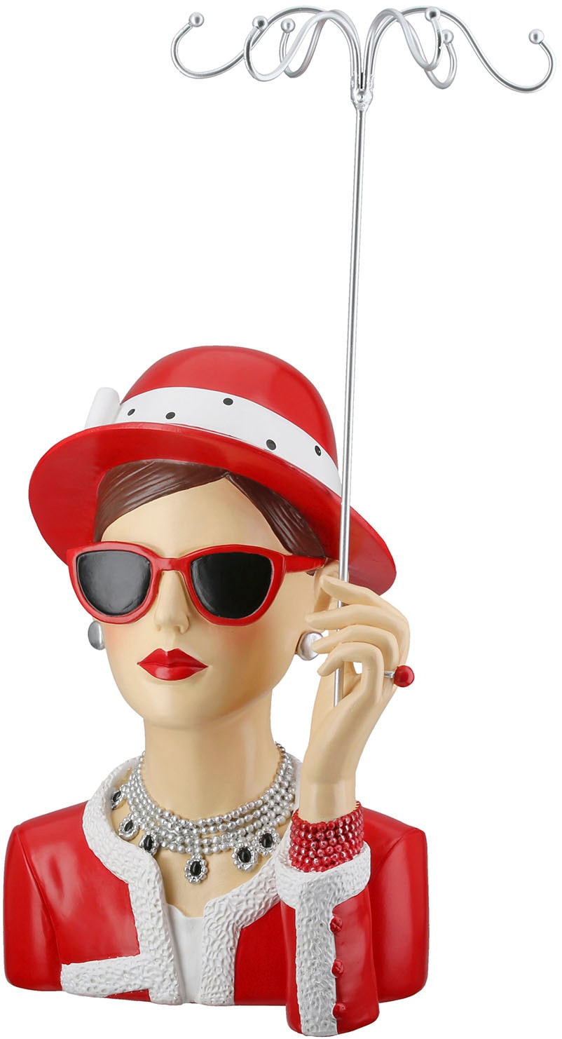 GILDE Schmuck Etagere »Figur; Schmuckständer Frau Chloe rot; silberfarben H. 39,5 cm«